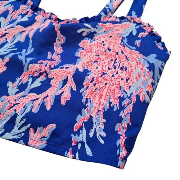 Lilly‎ Pulitzer Luxletic Zahara Sports Bra Women's Large Blue Wireless Pullover - Picture 2 of 5